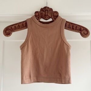 RMDL Ribbed High Neck Tank Top One Size Neutral Brown